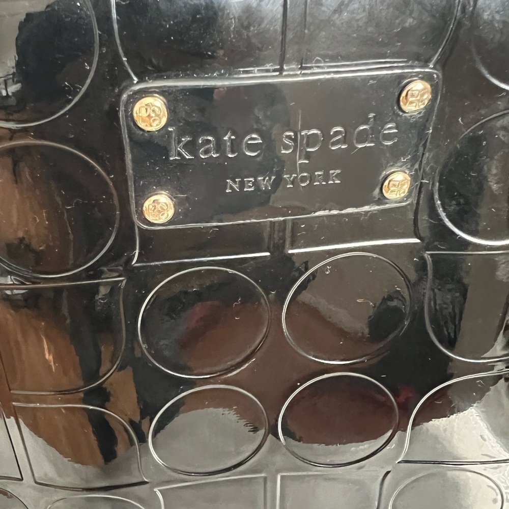 Kate Spade Wellesley Quinn Black Patent Satchel Embossed Ace of ♠️ & NWT wallet - Picture 2 of 12